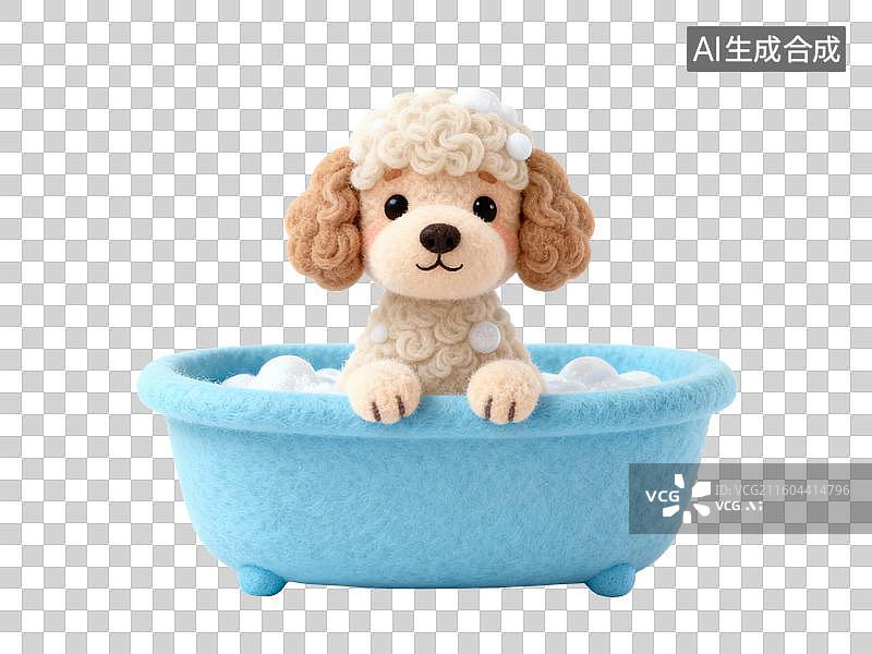 【AI数字艺术】可爱贵宾犬浴缸泡泡浴图片素材