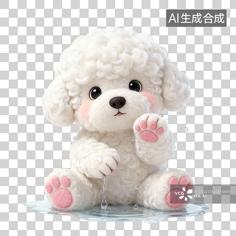 【AI数字艺术】可爱白色毛绒玩具小狗图片素材