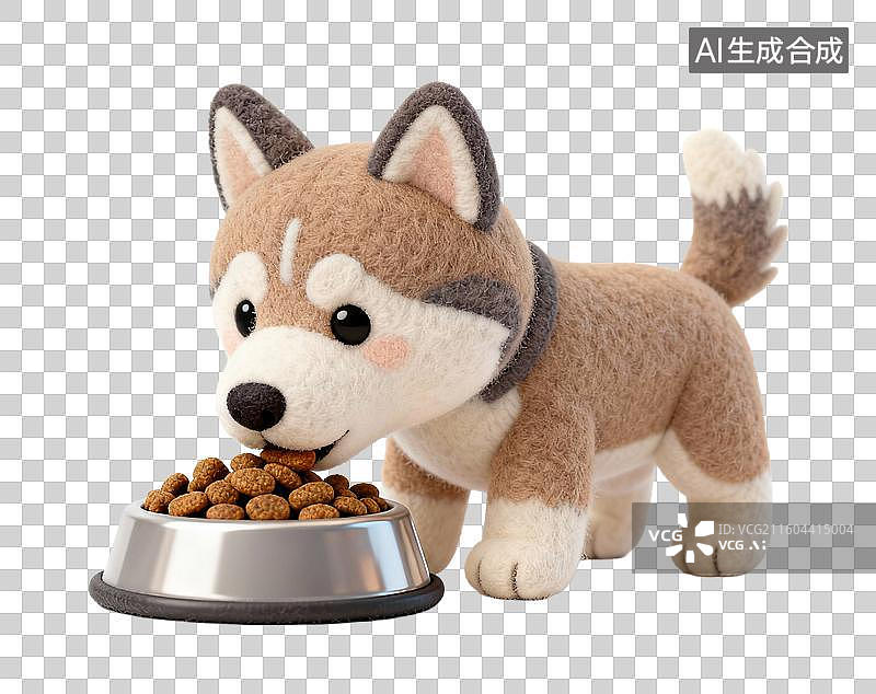 【AI数字艺术】可爱毛绒哈士奇犬进食图片素材