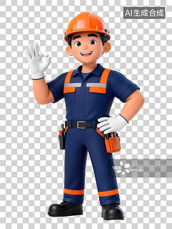 【AI数字艺术】3D男性维修工人图片素材