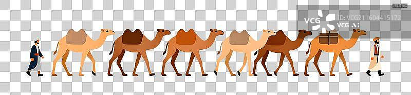 【AI数字艺术】透明通道 骆驼队伍矢量插画 丝绸之路图片素材
