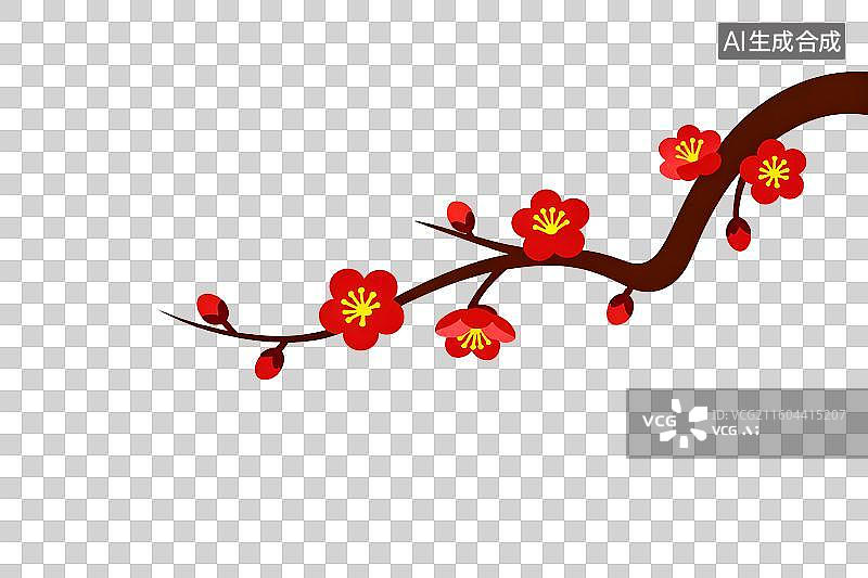 【AI数字艺术】透明通道免扣 梅花枝条图片素材