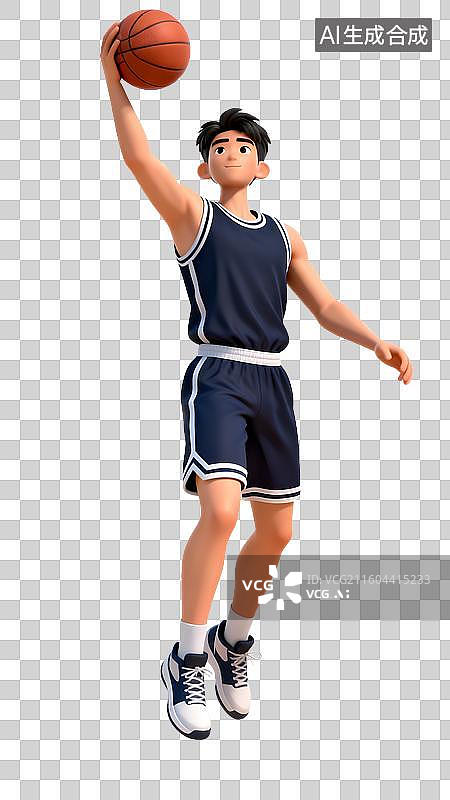 【AI数字艺术】免扣透明通道 男生打篮球图片素材