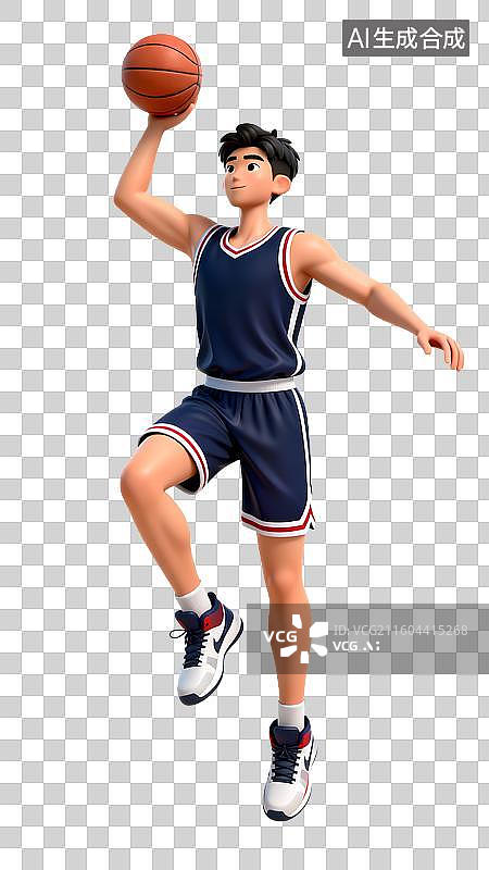 【AI数字艺术】免扣透明通道 男生打篮球图片素材
