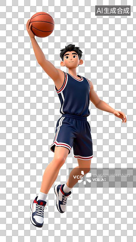 【AI数字艺术】免扣透明通道 男生打篮球图片素材