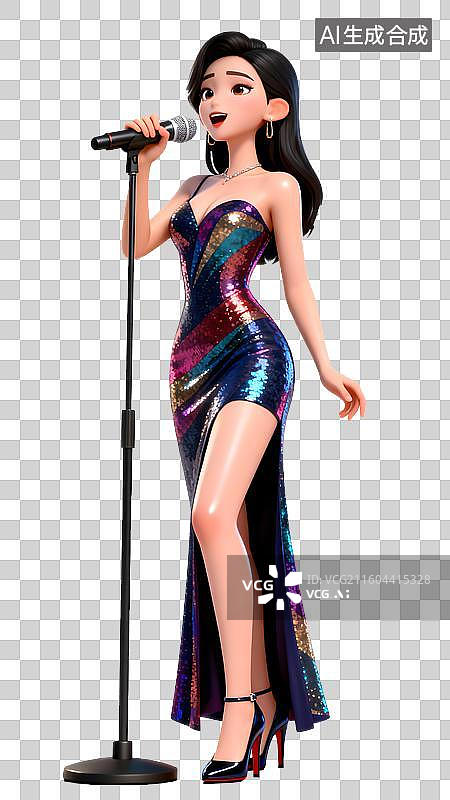 【AI数字艺术】透明通道免扣 歌手 唱歌图片素材