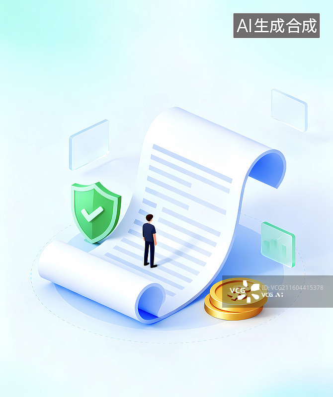 【AI数字艺术】金融理财银行流水个人征信报告UI插画图片素材