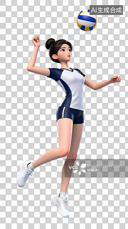 【AI数字艺术】透明通道免扣打排球图片素材