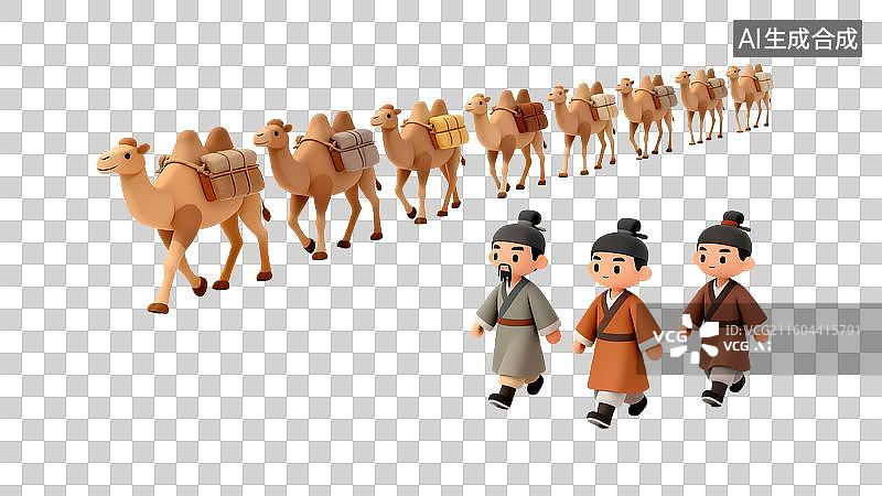 【AI数字艺术】透明通道免扣骆驼队伍图片素材