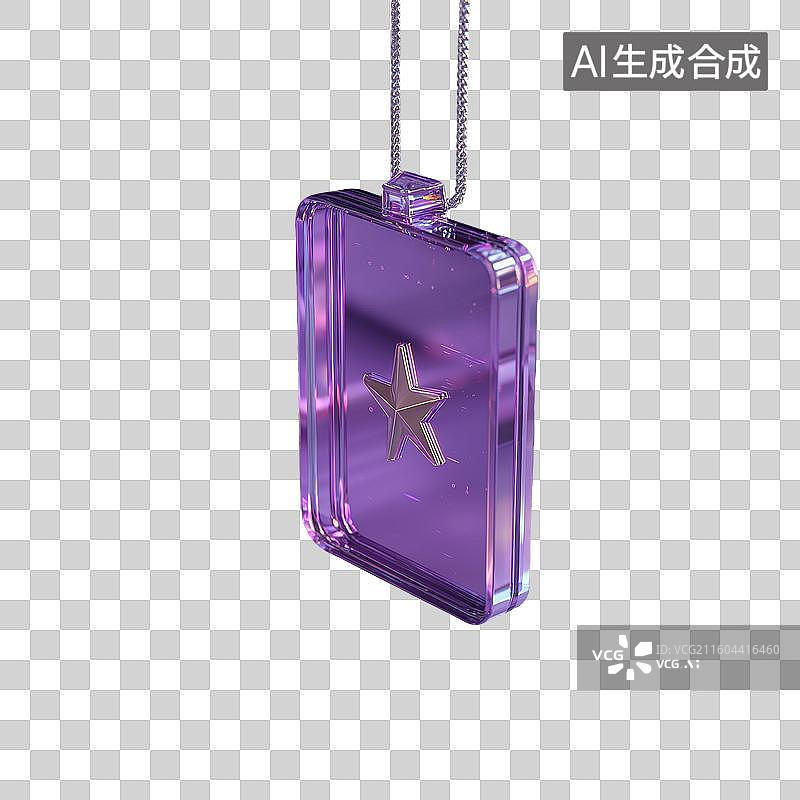 【AI数字艺术】紫水晶勋章3D图标图片素材
