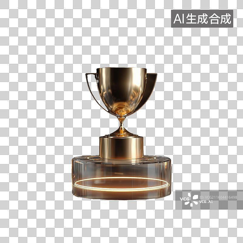 【AI数字艺术】金色奖杯3D场景图片素材