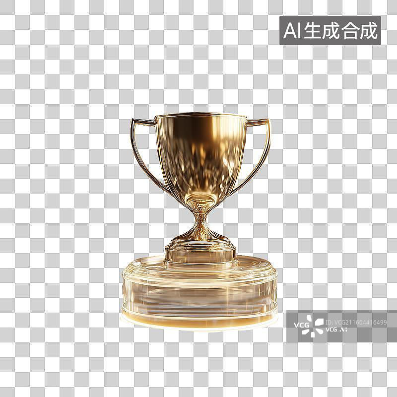 【AI数字艺术】金色奖杯3D场景图片素材