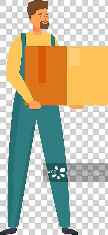 穿着制服的送货员正在搬运一个大件物品图片素材