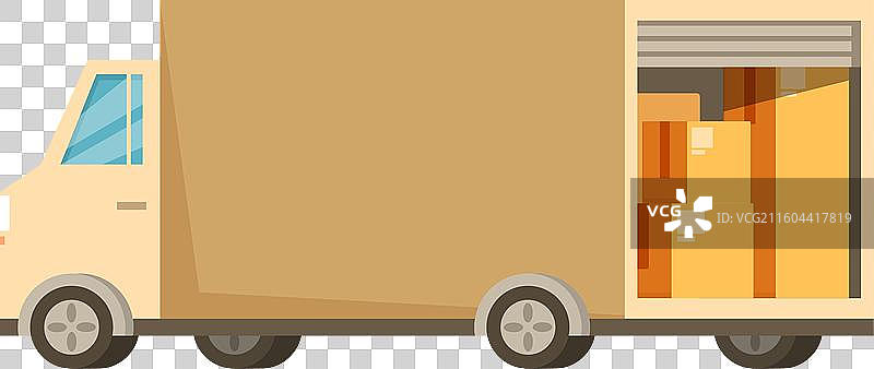 载有纸箱的送货卡车图片素材