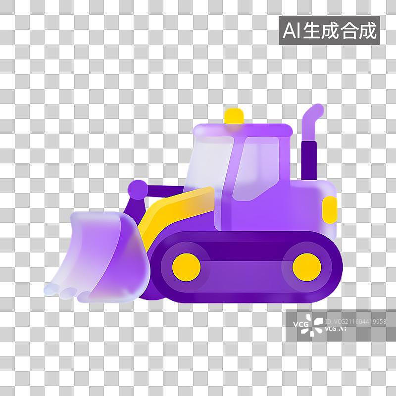 【AI数字艺术】紫色推土机插画图片素材