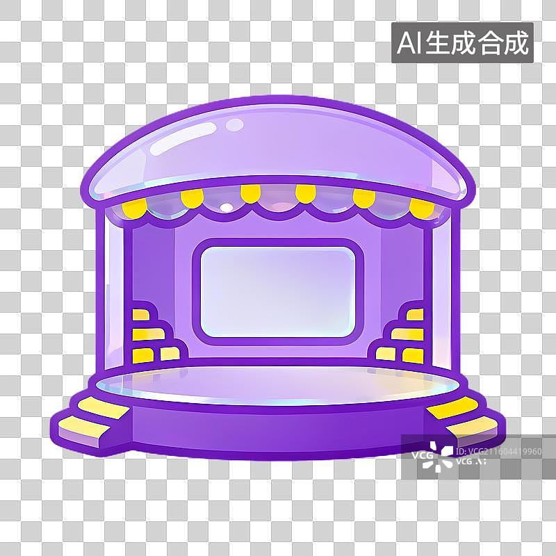 【AI数字艺术】紫色卡通风格舞台图片素材