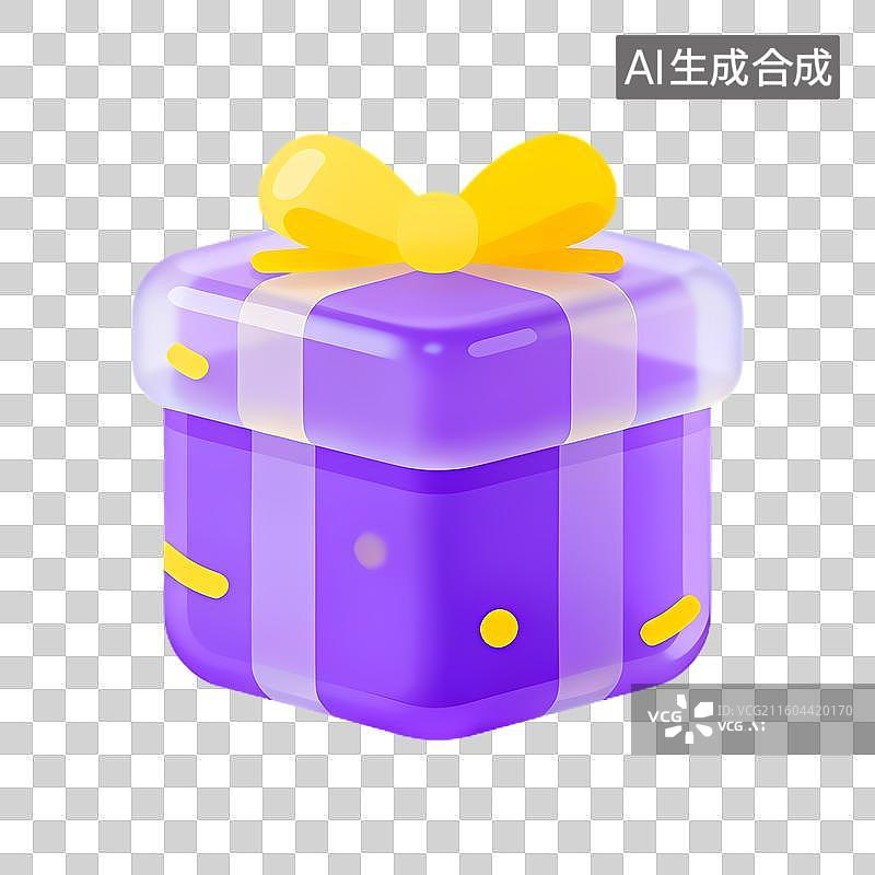 【AI数字艺术】紫色带黄丝带的礼物盒图片素材