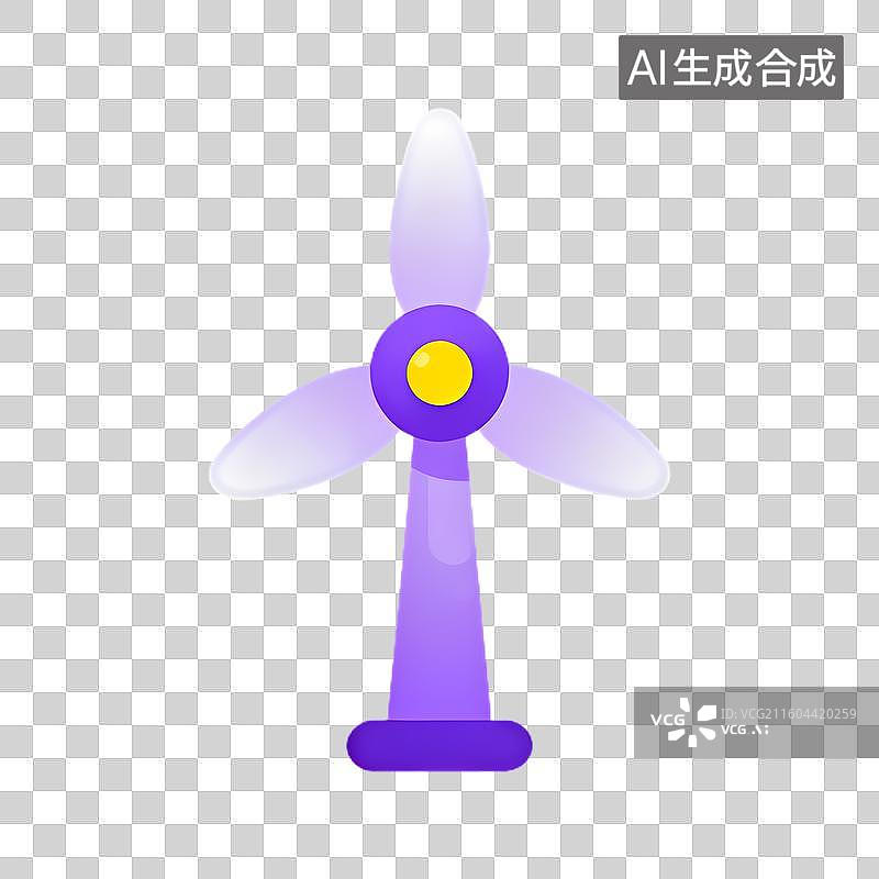 【AI数字艺术】紫色三叶片风力涡轮机图片素材