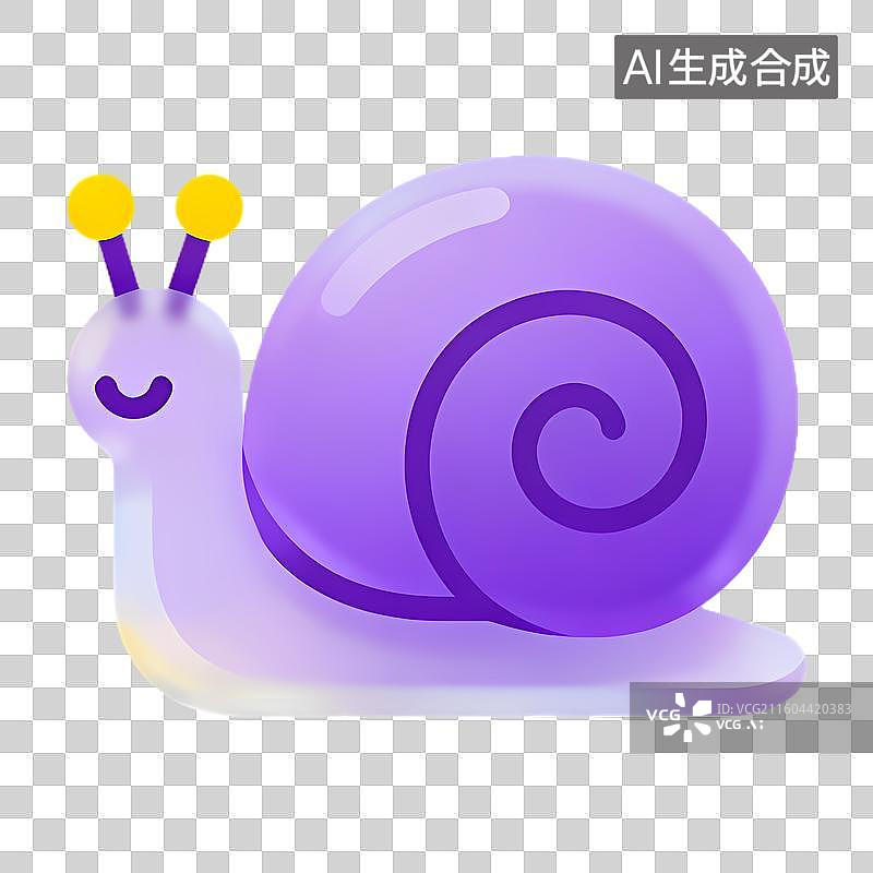 【AI数字艺术】可爱紫色螺旋壳蜗牛图片素材