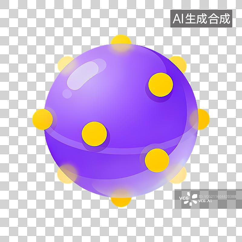 【AI数字艺术】紫色球体带黄刺的病毒图示图片素材