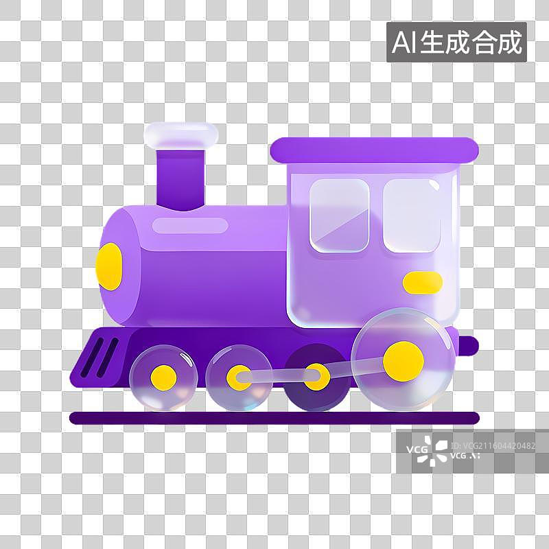 【AI数字艺术】可爱紫色玩具火车插画图片素材