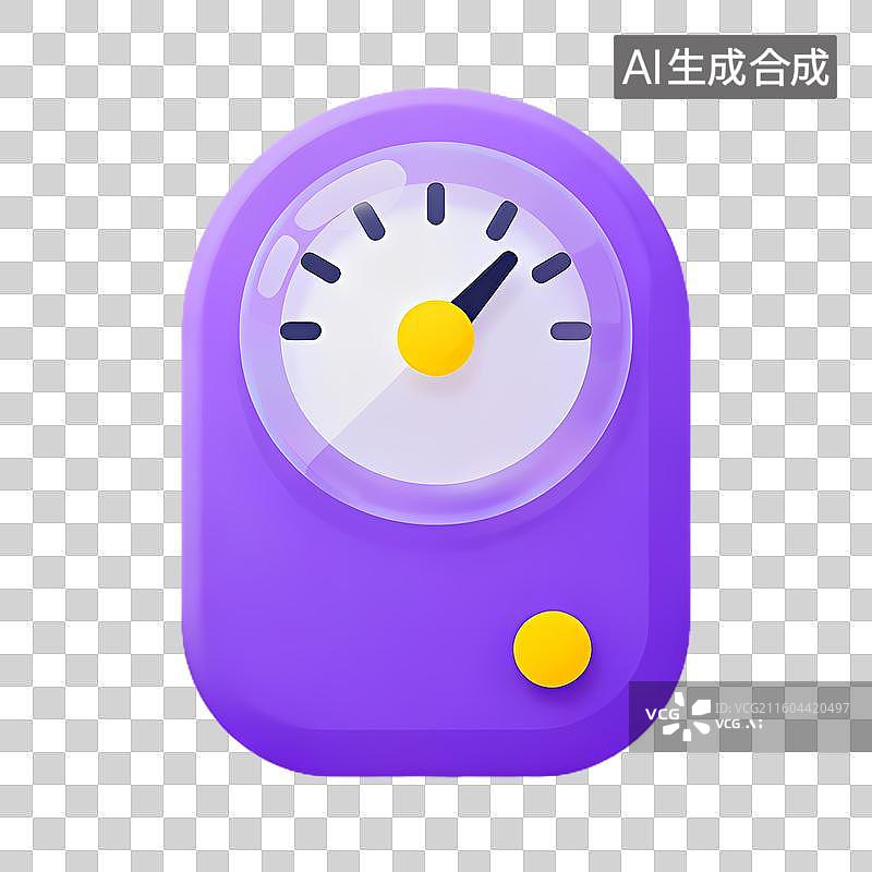 【AI数字艺术】紫色钟表图标展示时间工具图片素材