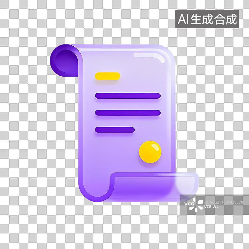【AI数字艺术】紫色文档图标代表数字文件图片素材