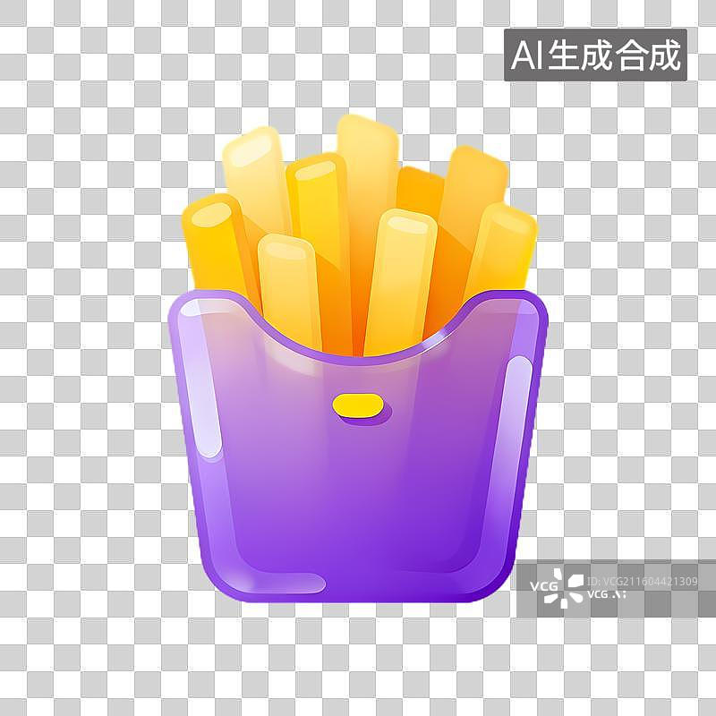 【AI数字艺术】紫色包装的美味薯条插画图片素材