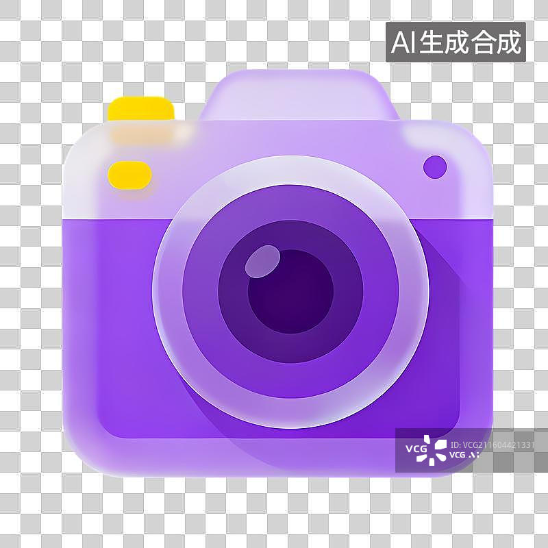 【AI数字艺术】紫色相机图标及相关功能图片素材