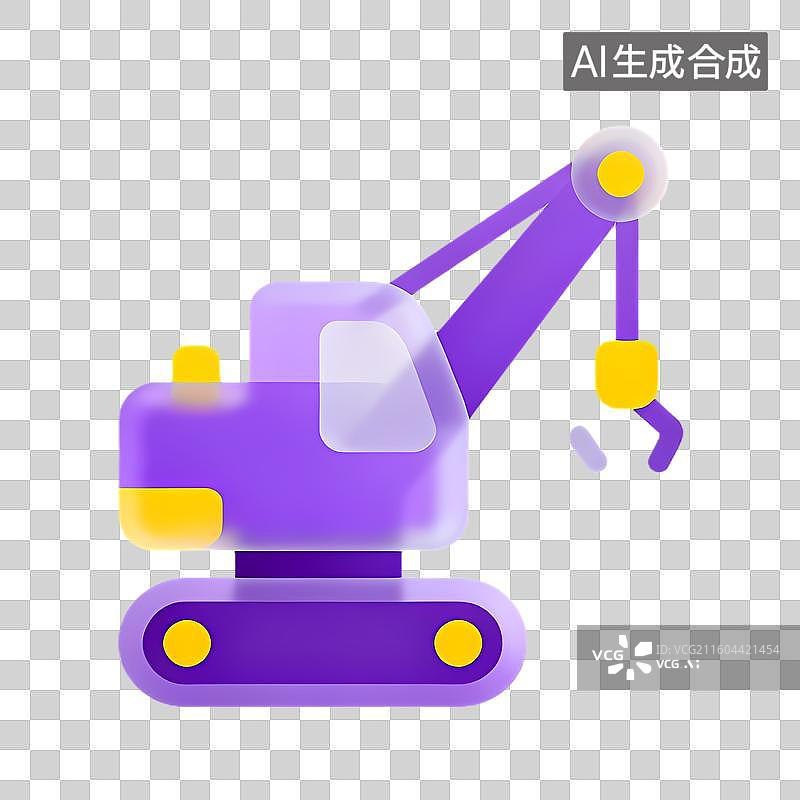 【AI数字艺术】紫色履带式起重机图片素材