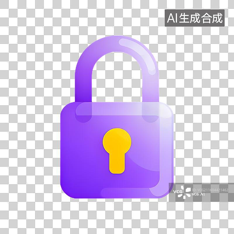 【AI数字艺术】紫色的锁图标表示安全图片素材