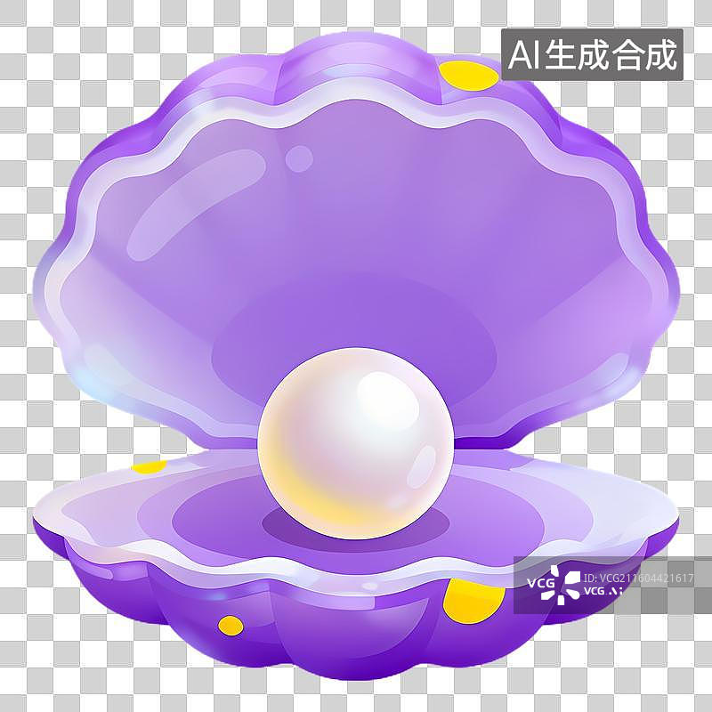 【AI数字艺术】紫色贝壳与闪亮珍珠图片素材