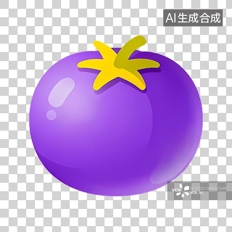 【AI数字艺术】紫色圆形带黄色星顶的果实图片素材