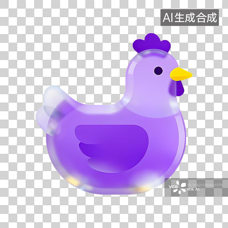 【AI数字艺术】紫色闪亮卡通小鸡图片素材