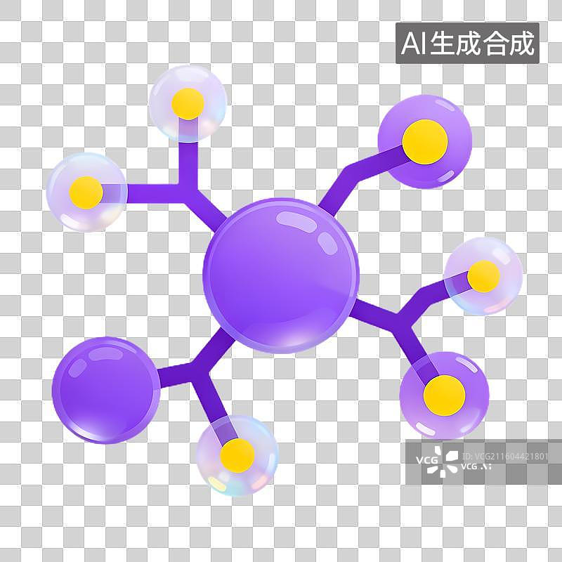【AI数字艺术】紫色分子结构示意图图片素材