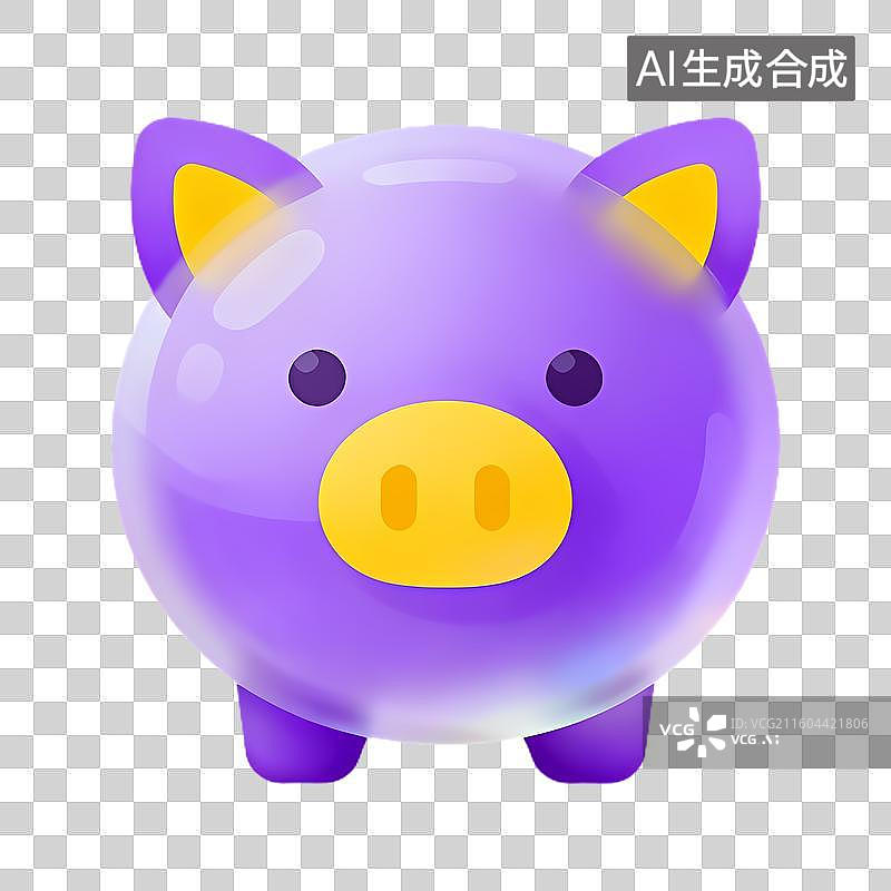 【AI数字艺术】可爱紫色小猪储蓄罐图片素材