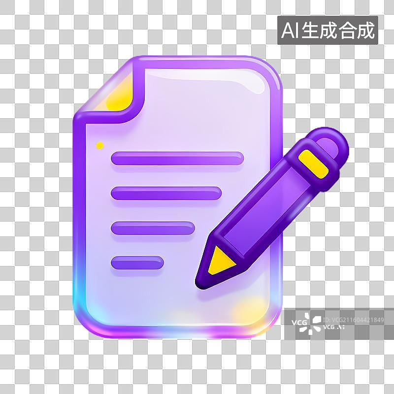 【AI数字艺术】带笔的可编辑文档图标图片素材
