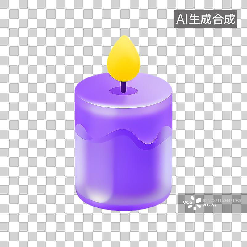 【AI数字艺术】带有黄色火焰的紫色蜡烛图片素材