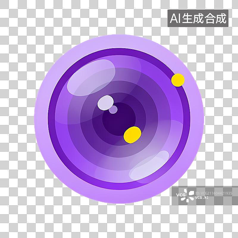 【AI数字艺术】紫色圆形相机镜头图标图片素材