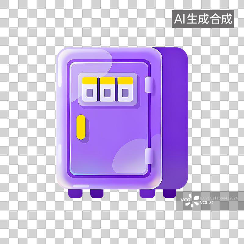【AI数字艺术】紫色数字密码保险柜图片素材