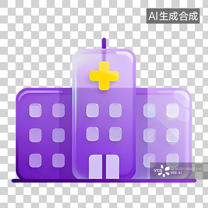【AI数字艺术】紫色医院建筑图标图片素材