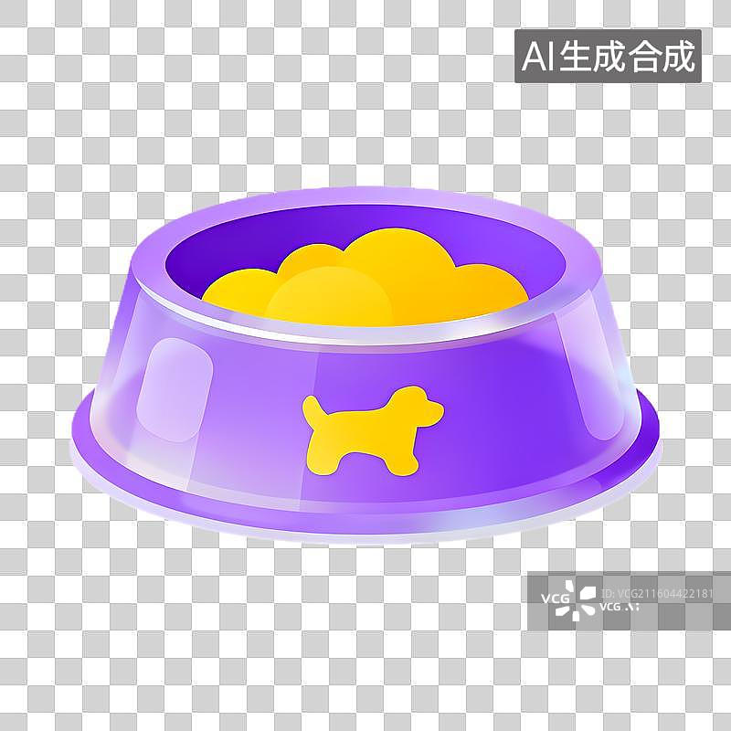 【AI数字艺术】紫色宠物食盆装着黄色食物图片素材