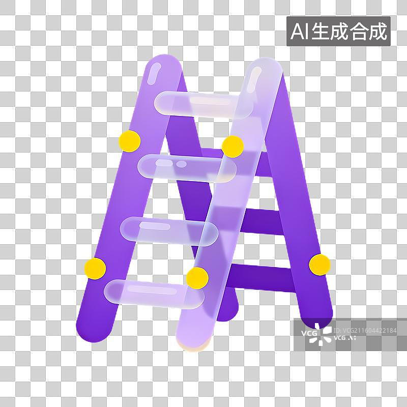 【AI数字艺术】彩色紫色带黄点的梯子图片素材