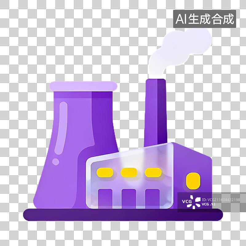 【AI数字艺术】紫色工业工厂建筑图片素材