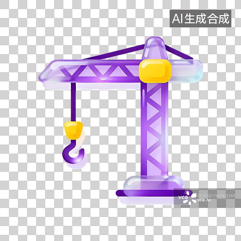 【AI数字艺术】彩色透明起重机插画图片素材