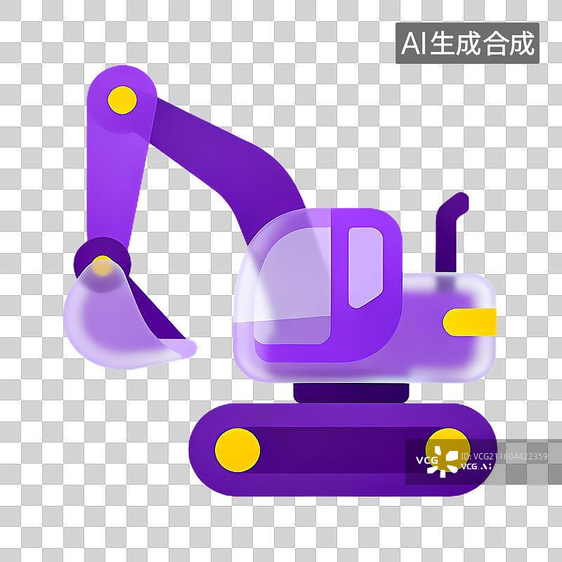 【AI数字艺术】紫色挖掘机的现代插画图片素材