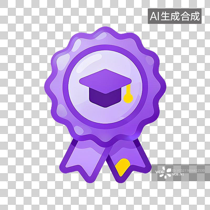 【AI数字艺术】代表学术成就的毕业帽徽章图片素材