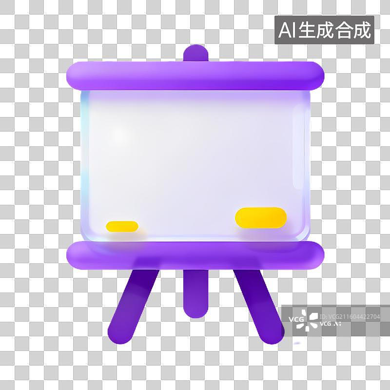 【AI数字艺术】紫色展示画架与空白屏幕图片素材