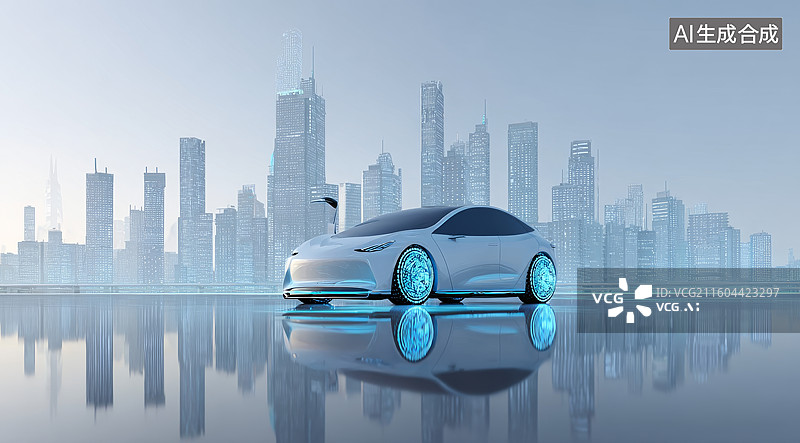 【AI数字艺术】未来城市中的智能汽车图片素材