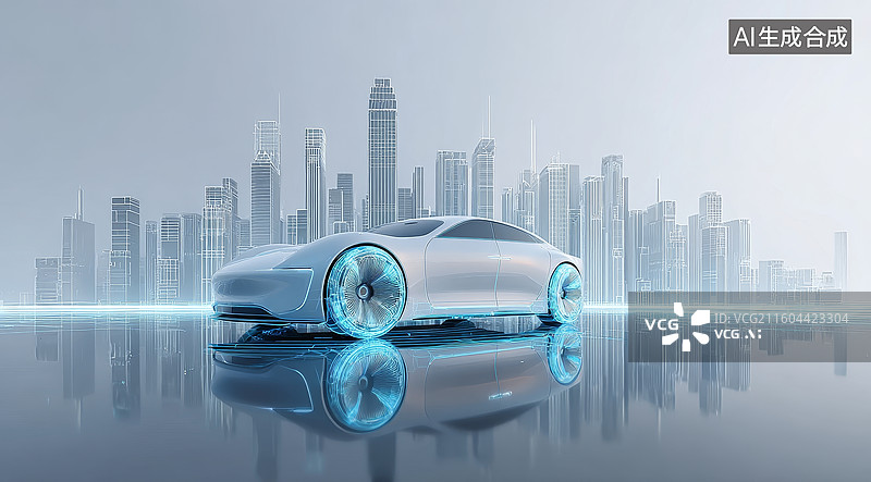 【AI数字艺术】未来城市中的概念汽车图片素材